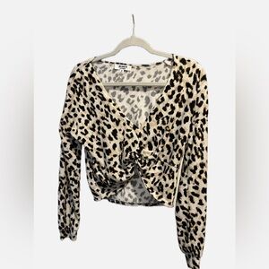 Cheetah print cropped blouse